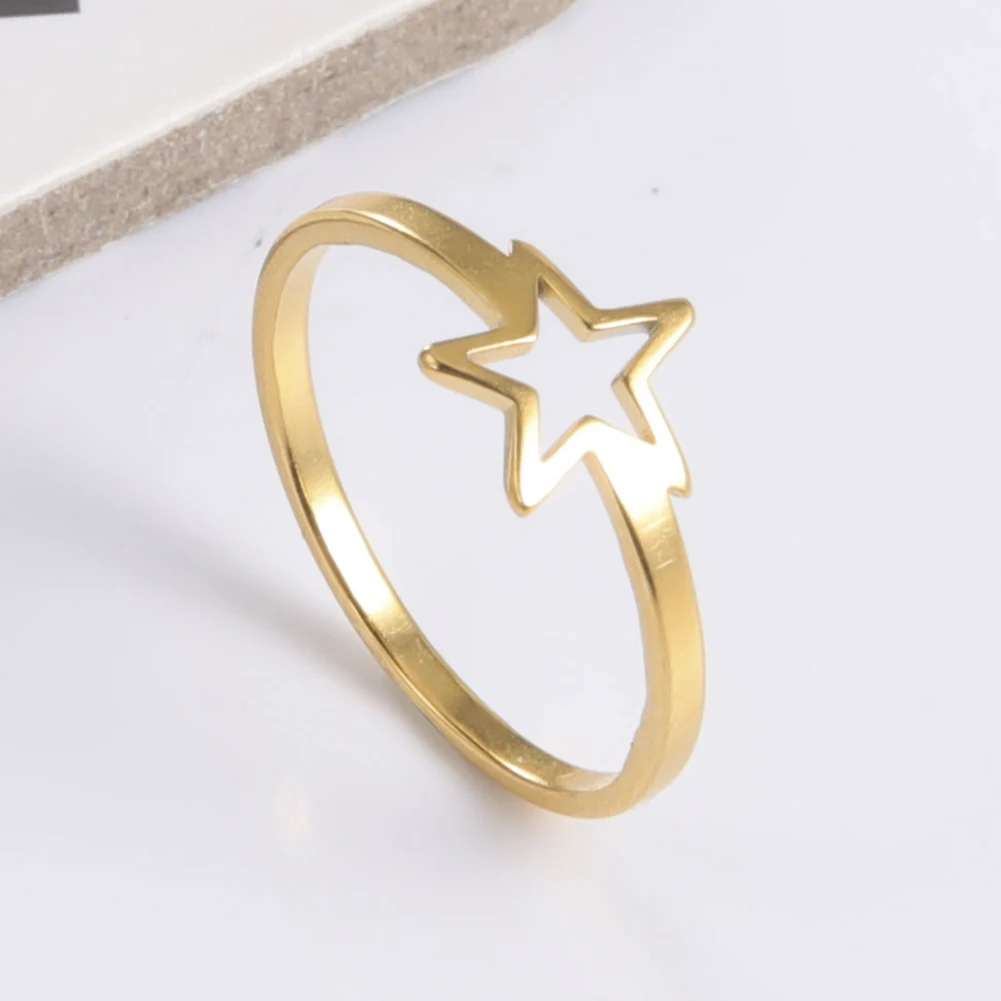 Skyrim Five-Pointed Star Rings for Women Gold Color Stainless Steel Wedding Party Pentagram Ring Jewelry Gift for Lover 2025