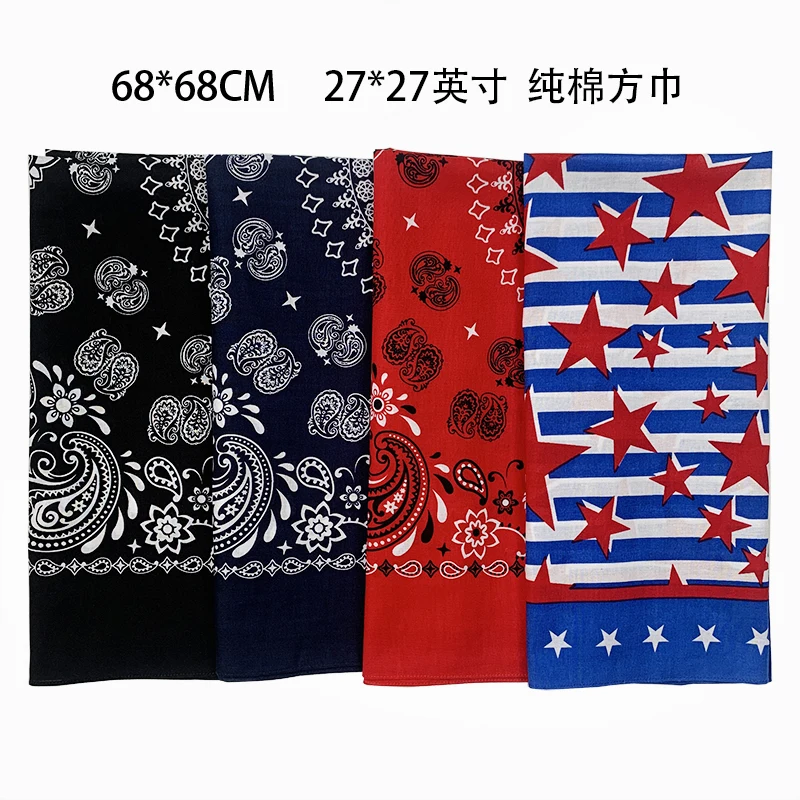 68cm Paisley Print Cotton Bandana Oversized Square Scarf Office Lady Hair Band Foulard Hand Kerchief Female Hijab Handkerchief