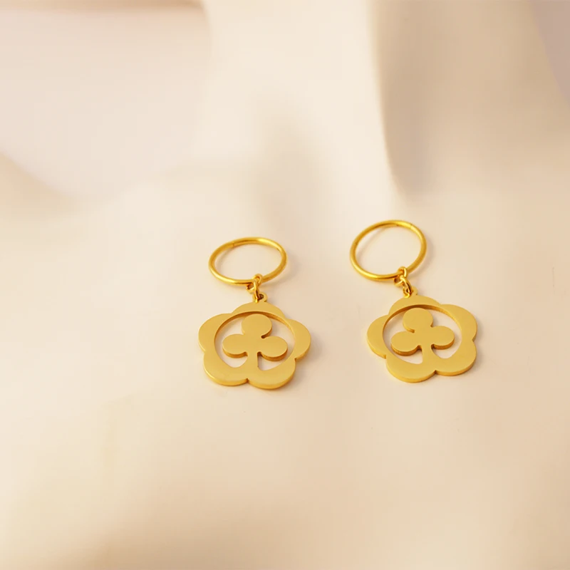 Gold Color Stainless Steel Earrings for Women And Girls - Hawaii Guam Flower Shape Jewelry Gift
