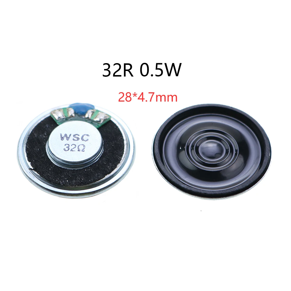 JCD 1Pcs New Ultra-thin speaker 32 ohms 0.25 watt 0.5W 32R speaker Diameter 23mm 28mm 29mm 36mm 50mm