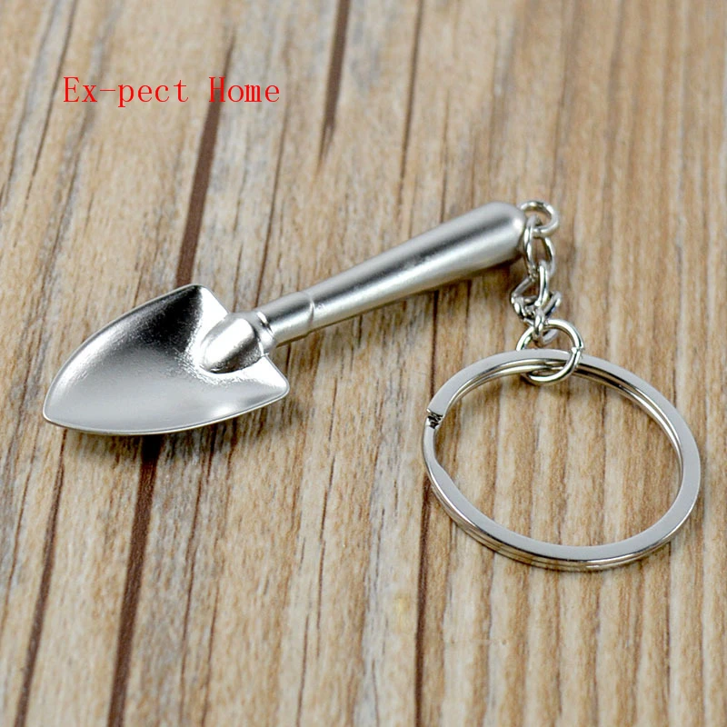 100pcs Fashion Novelty Mini Shovel Keychain Metal Spade Key Rings for Promotion