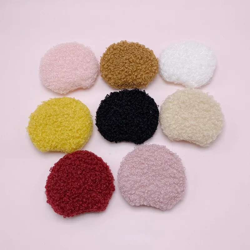 30 Stück/Los 5,5*5cm Plüsch Zweiseitig Samt Runde Katzenohren Gepolsterte Applikationen DIY Handgemachte Kinder Haarspangen Zubehör – Detail 11