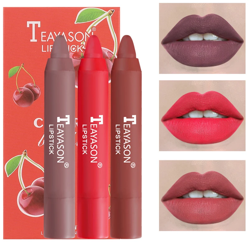 3 Cái/bộ Velvet Matte Son Môi Bộ Bền Gợi Cảm Màu Đỏ Son Dưỡng Môi Tint Bút Chống Nước Trang Điểm Mỹ Phẩm Khoáng Sắc Tố Batom