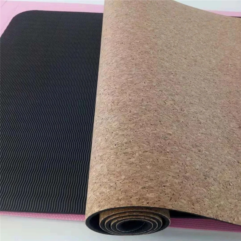 Customized Natural Cork TPE Yoga Mat Fitness Gym Sports Mats Pilates workout Pads Non-slip Yoga mats 6mm Absorb Sweat Odorless