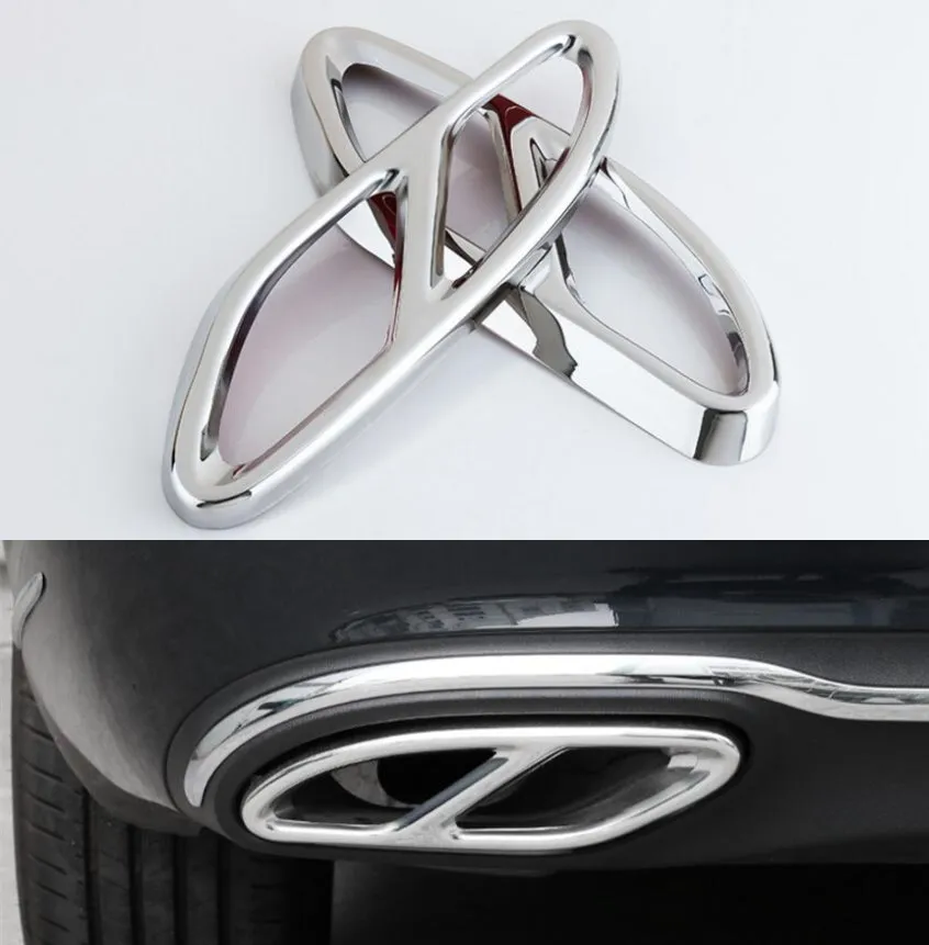 Stainless Steel Rear Dual Exhaust End Pipe Sticker Cover Trim For Mercedes Benz E Class W212 facelift 2014 2015