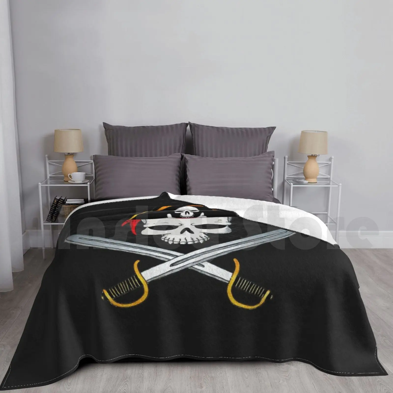 Jolly Roger Blanket For Sofa Bed Travel Jolly Roger Pirate Pirate Flag Skull Saber Cap Swords Pirate Captain