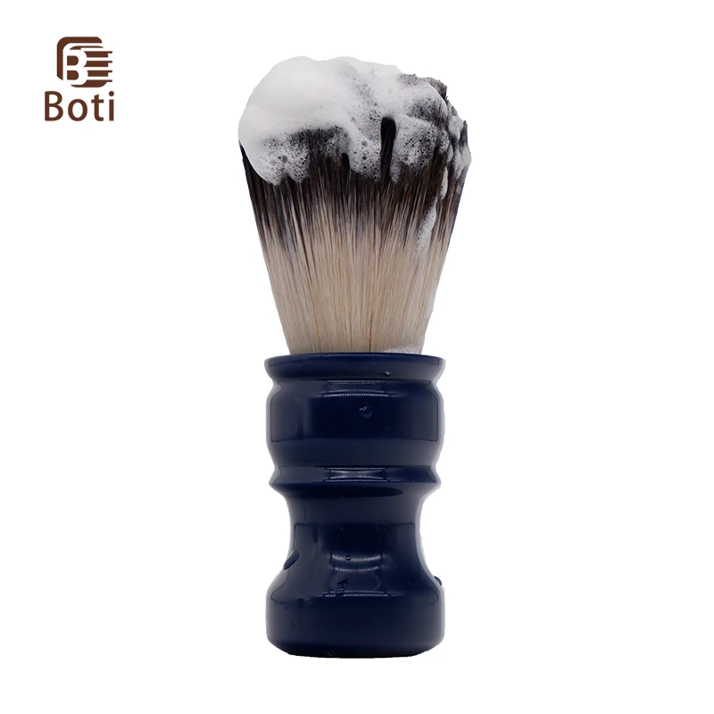 Boti brocha de afeitar con mango de resina Galaxy, pelo sintético de tejón negro de imitación, tipo de bombilla, producto de barba hecho a mano