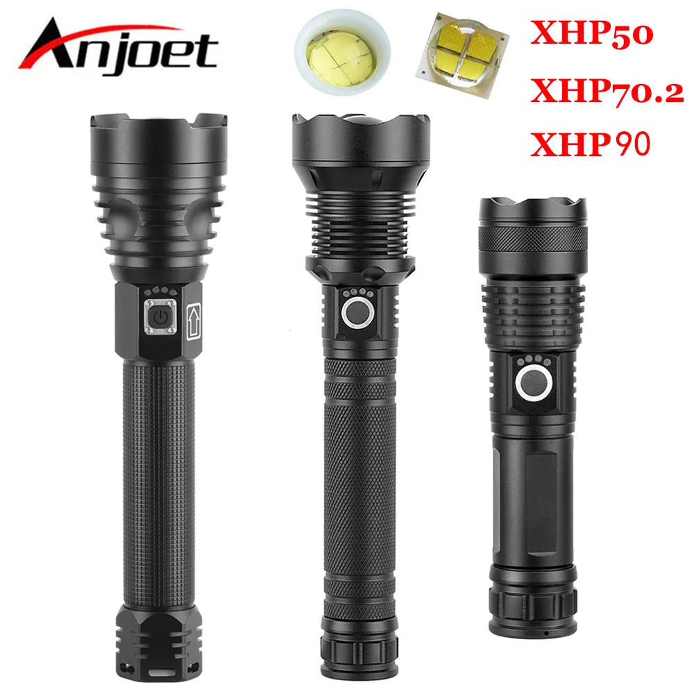 

Anjoet XHP90 powerful led Zoom Tactical flashlight power 26650 or 18650 battery & xhp70.2 Tactical Flash light torch