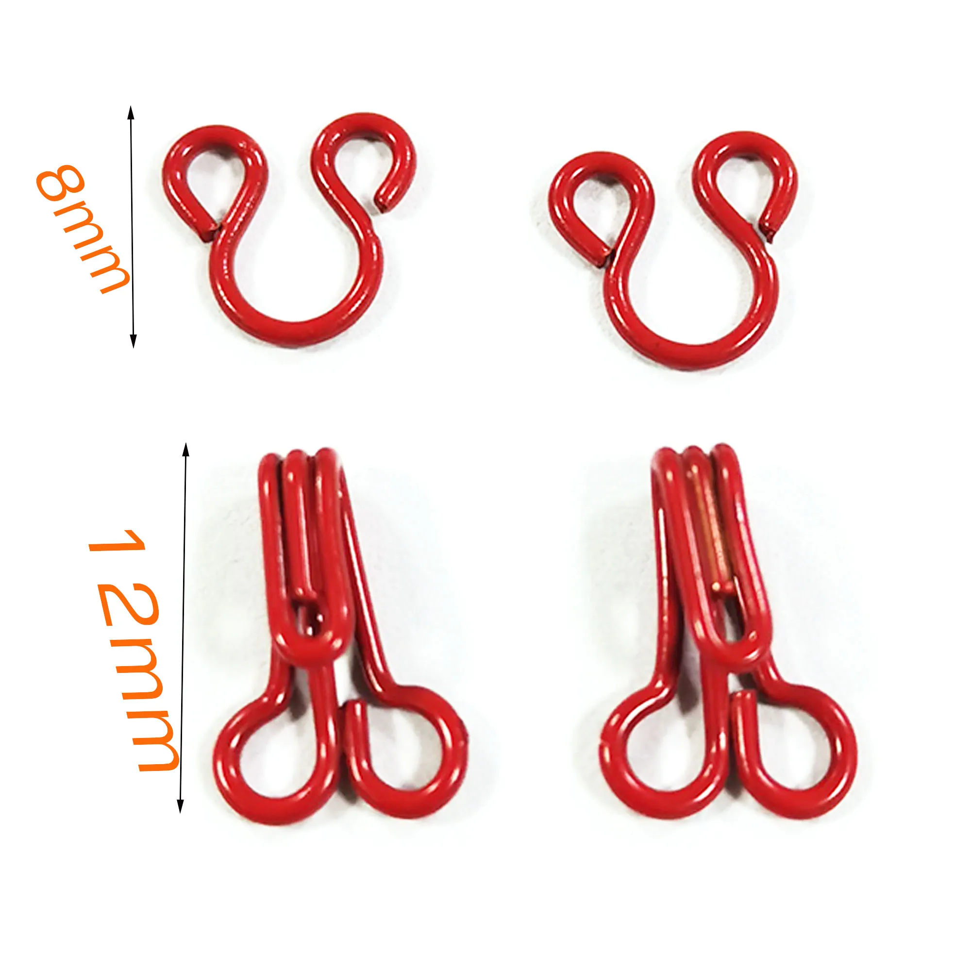 50 sets Red Hook Eye Closure Hook and Eye Clasp Clothing Hook Sewing Hook Copper Hook and Eye Sets Hook and Eye