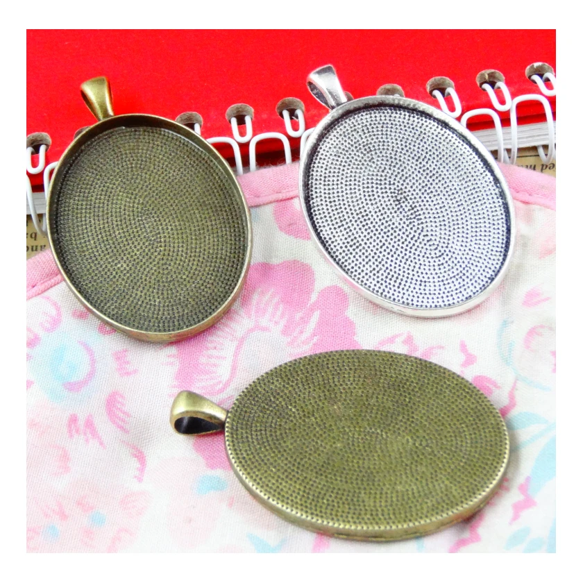 10Pcs 30*40MM Bronze Color Antique Silver Plated Oval Base Charms Pendant Diy Jewelry Accessories image 2