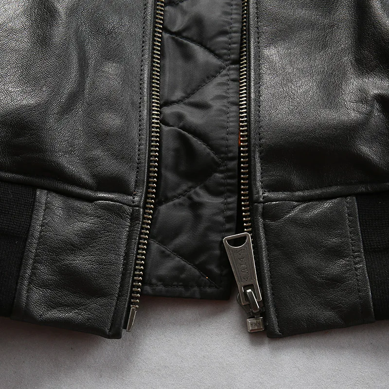 Chaqueta de piloto de vuelo de la Fuerza Aérea de EE. UU., chaqueta de jinete de cuero genuino de cabra, ropa familiar para niños, vestido para