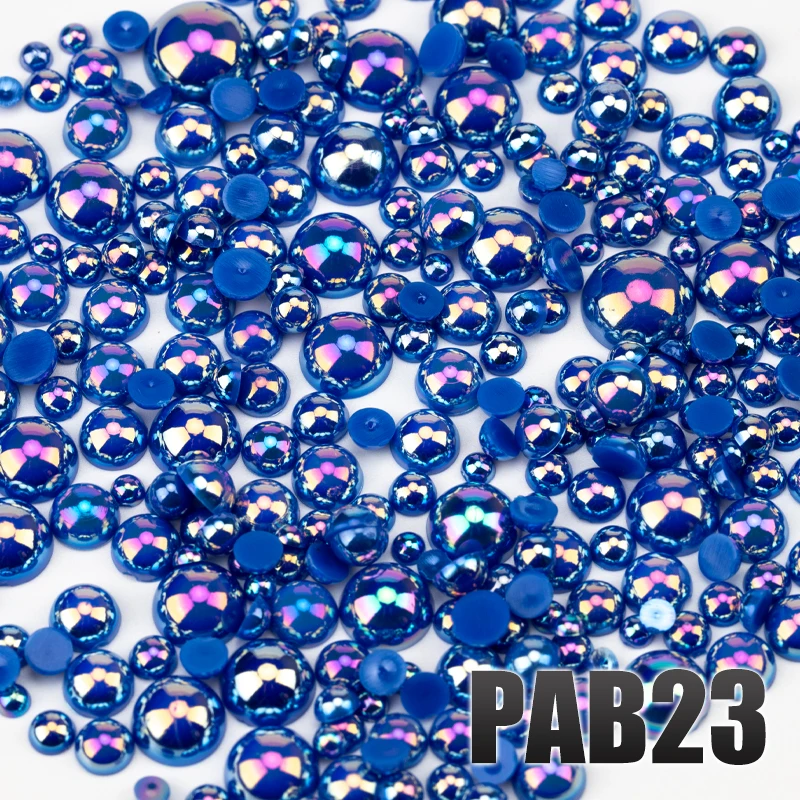 VDD 200g Großhandel Gemischte Größen 3-10mm Farbe AB Macaroon ABS Imitationsperlen Halbrunde Flachrückseitige Perlen DIY Nagelkunst Dekoration Handwerk – Detail 25