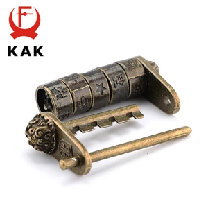 KAK-Antique Bronze Padlock, Zinc Alloy, Chinese Style, Password Combination, Jewelry Box Padlock, Retro Keyed Padlock, Decorative, Vintage 12 Main Sales Lock Brazil Old - №10