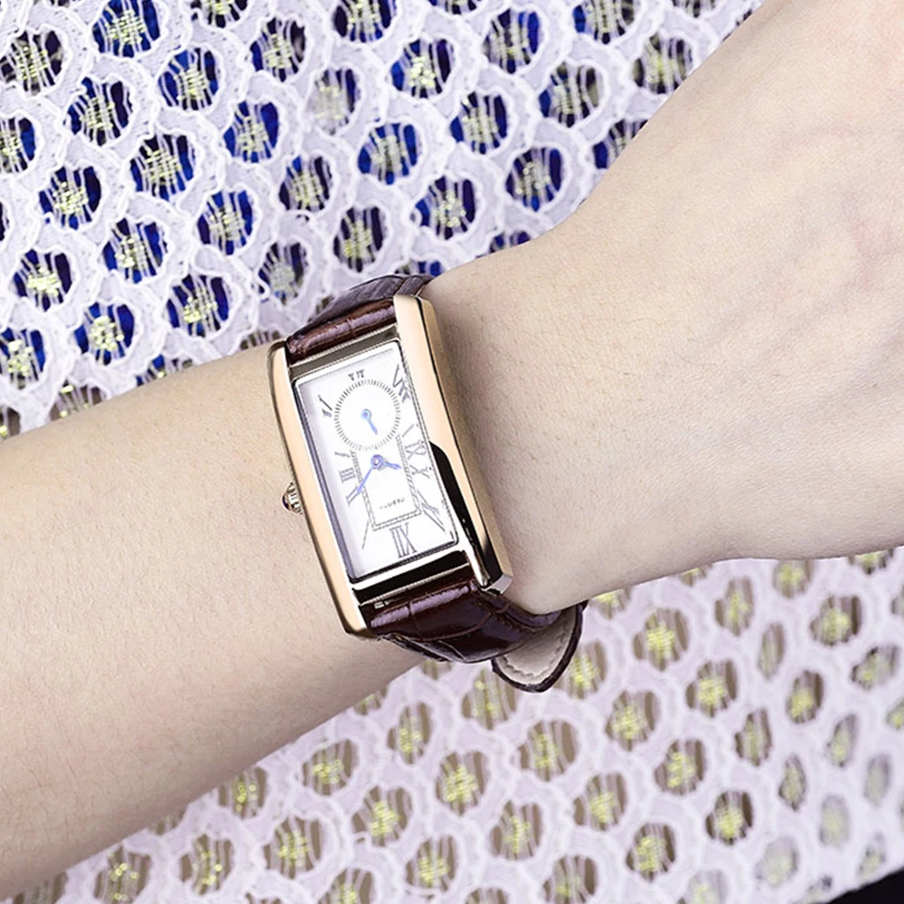 Fashion Rebirth Brand Quartz Women Watch Rectangle Analog Leather Clock Lady Casual Gift Girl Wristwatches Montre Femme Relogio