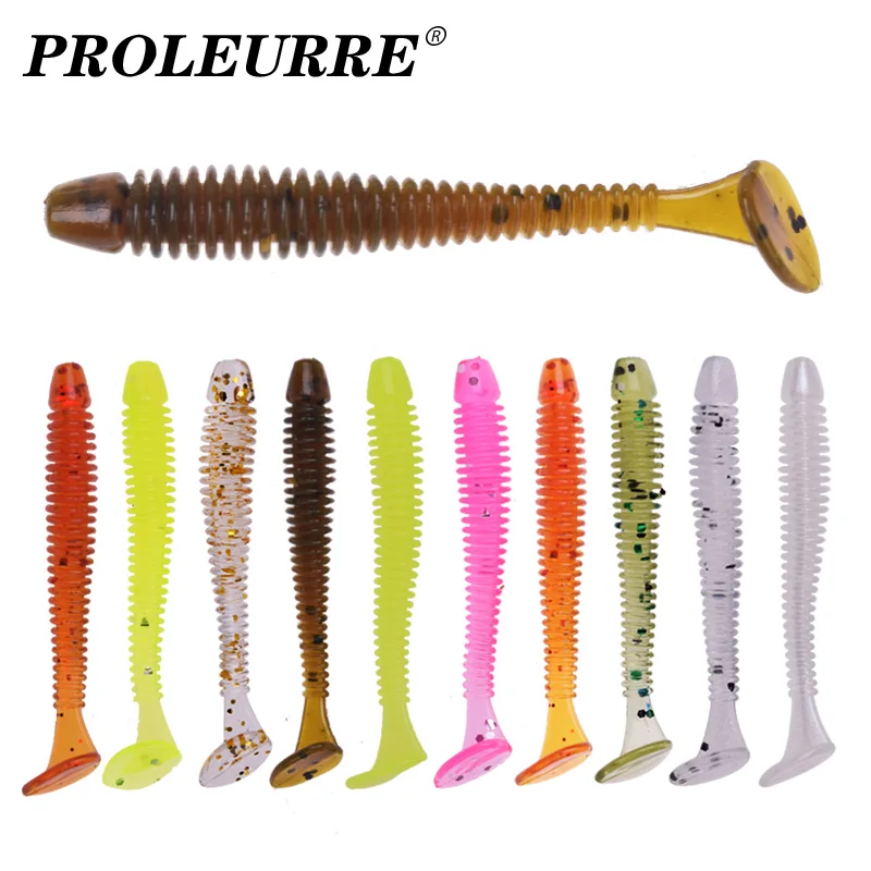 10 adet kolay parlatıcı silikon solucanlar yumuşak yemler 5cm 0.7g jig Wobblers balıkçılık Lures yapay Swimbaits bas sazan mücadele