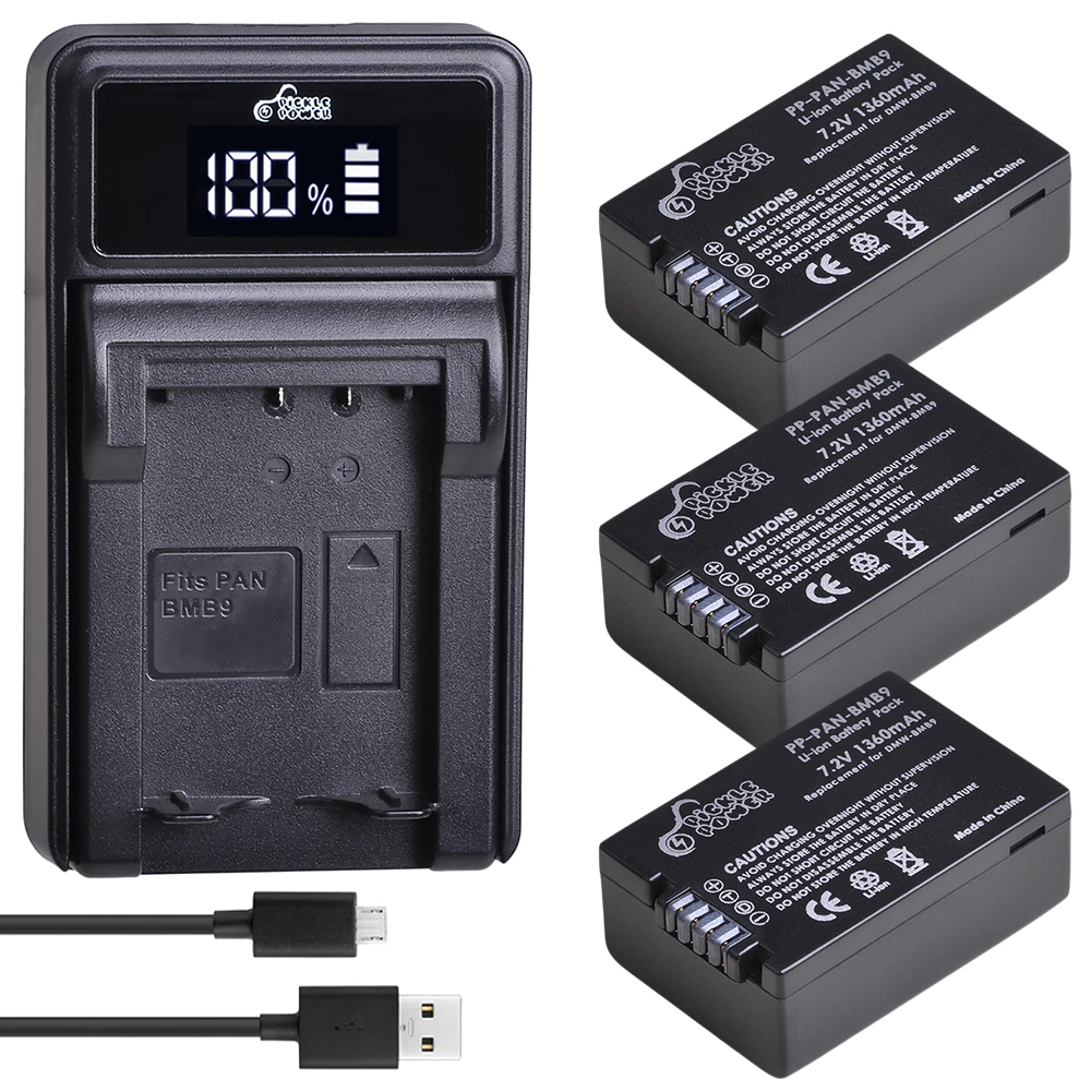 Digital Battery For Panasonic Lumix DMC FZ40K FZ45K FZ47K FZ48K FZ60 FZ70 FZ100 FZ150DMW-BMB9 DMW-BMB9E LED USB Charger