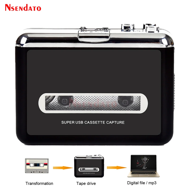 

USB Cassette Music player Recorder Capture adapter Stero Cassette tape reproducto player convert to MP3 Converter With Speaker