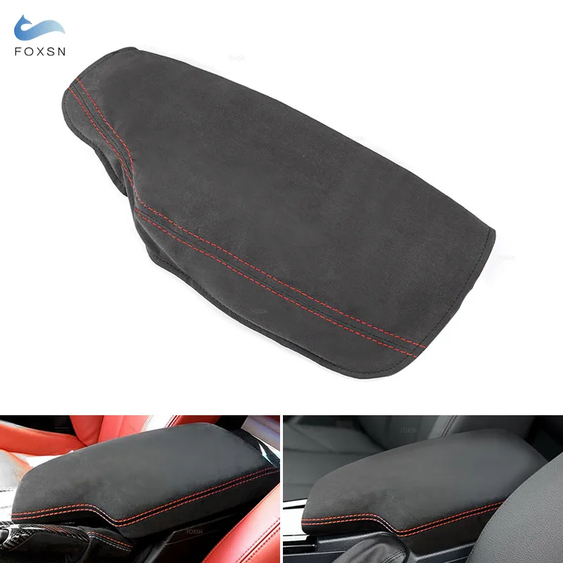 

For BMW 3 Series F30 2013 2014 2015 2016 2017 2018 Suede Leather red line Car Center Console Armrest Box Cover Accessories