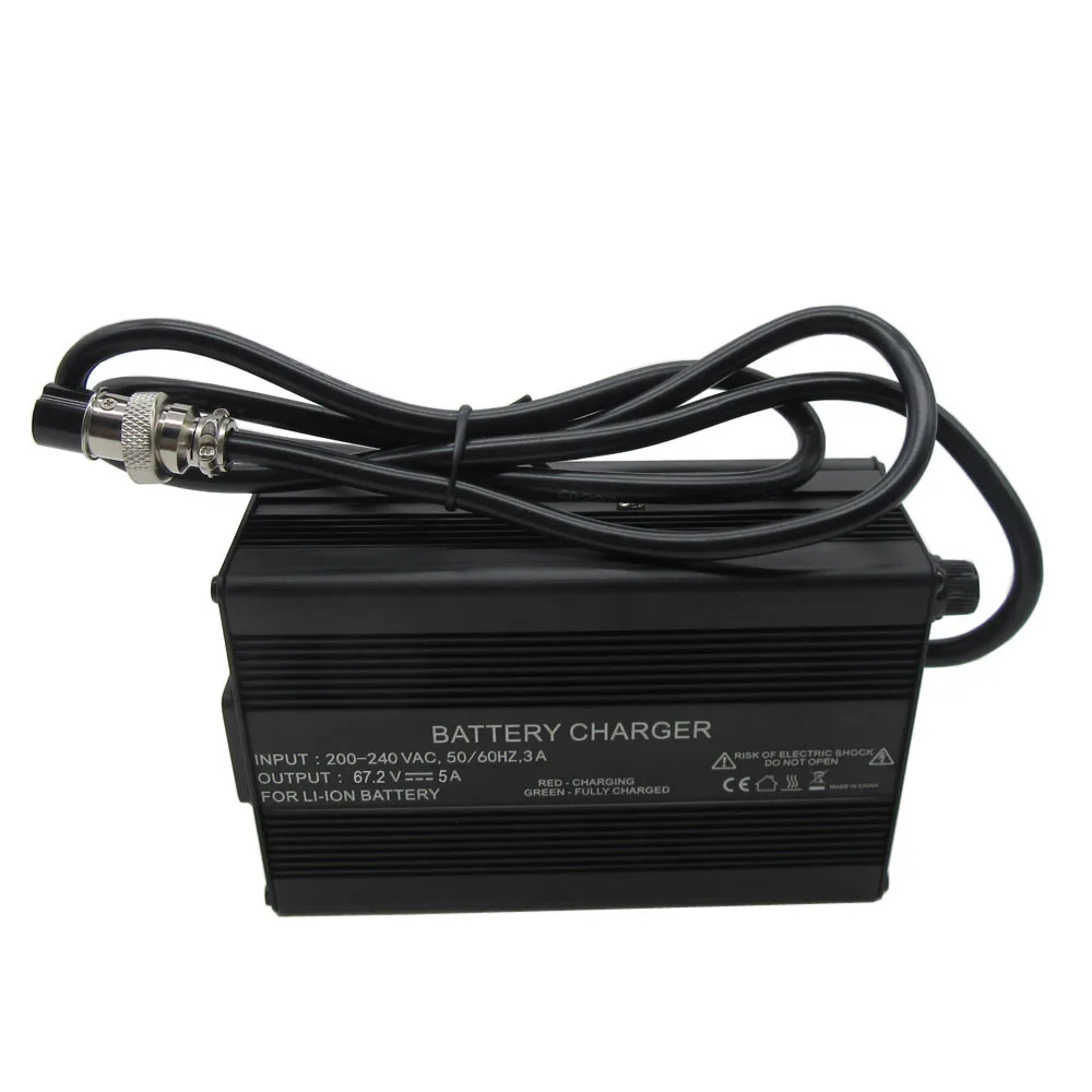 60V 67.2V 5A Li-ion Fast Charger GX16 16S 60 Volt Lithium 20AH 30AH 40AH 50AH Battery Chargers 3PIN IEC GX16