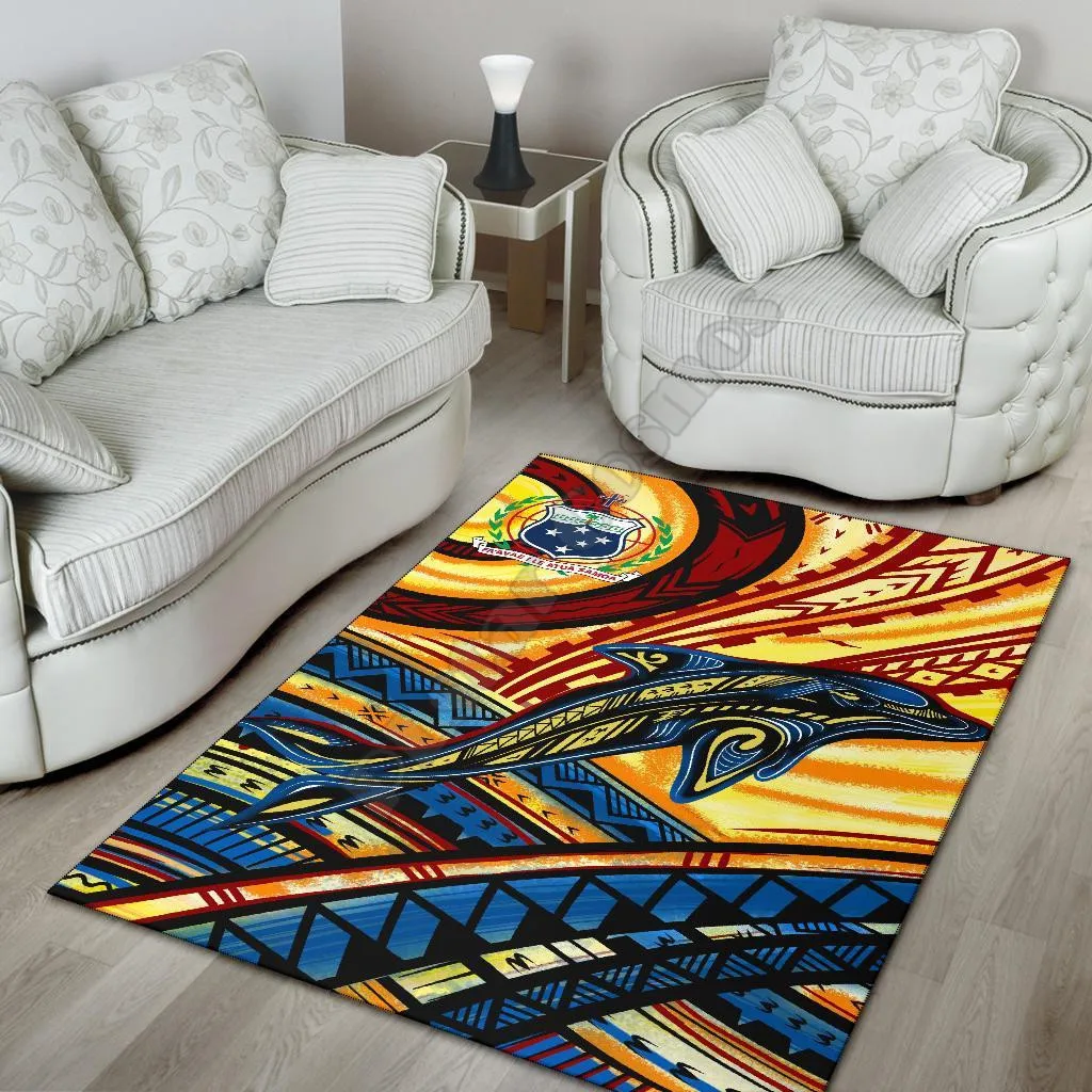 Samoa Area Rug Dolphin Surfing Anti-slip Rug Carpet Home Decoration Living Flannel Bedroom Non-slip Floor Rug