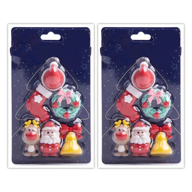 Happy New Year 2020 Christmas Santa Claus Bringing Stocking Stationery with Kawaii Deer Shaped Eraser for New Year Gifts 2 Boxes