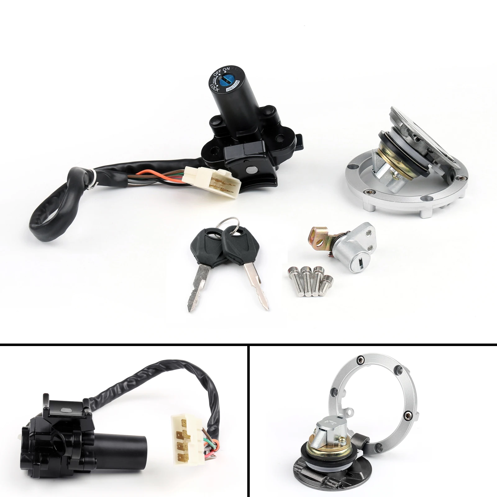 Artudatech Ignition Switch Lock + Fuel Gas Cap Key Set For Kawasaki EX250 EX300 Ninja 250 300 ER250 Z250 Z300