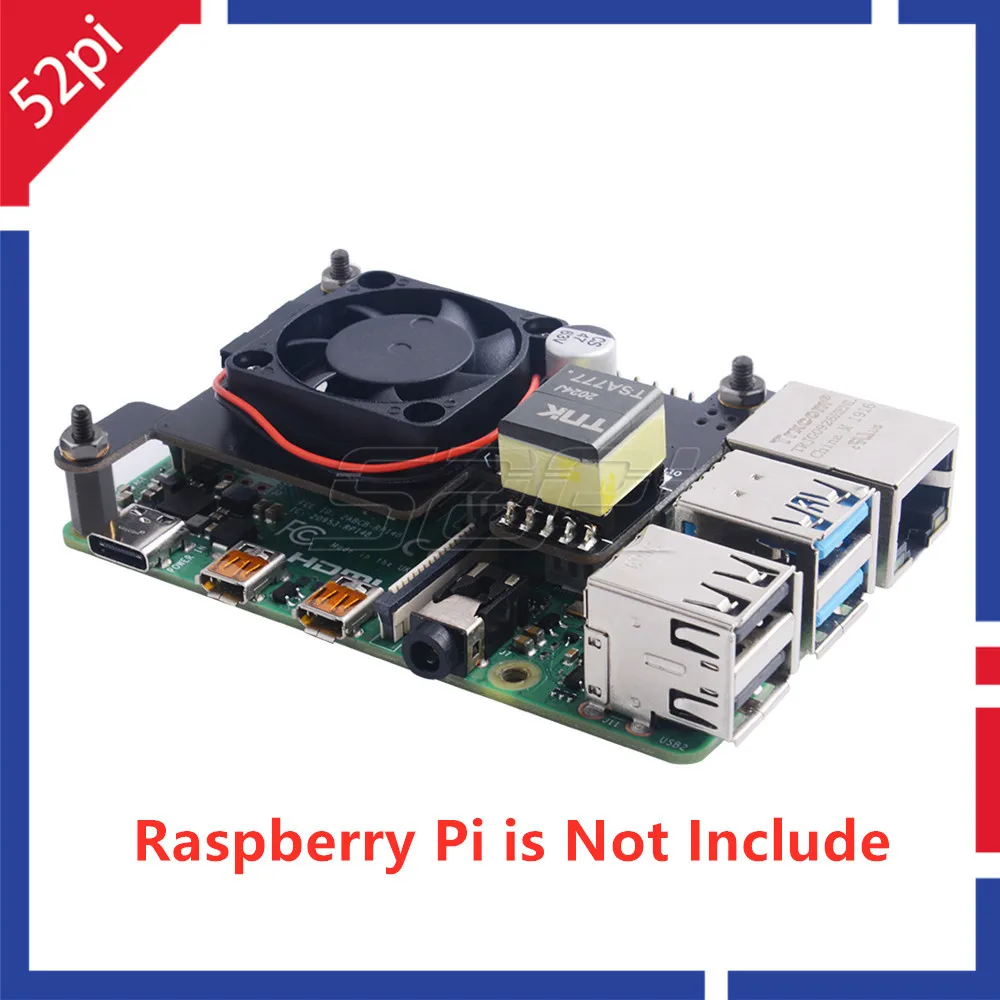 

Модуль Raspberry Pi PoE HAT 52Pi с изолированной платформой расширения Power-Over-Ethernet с охлаждающим вентилятором для Raspberry Pi 4B / 3B +