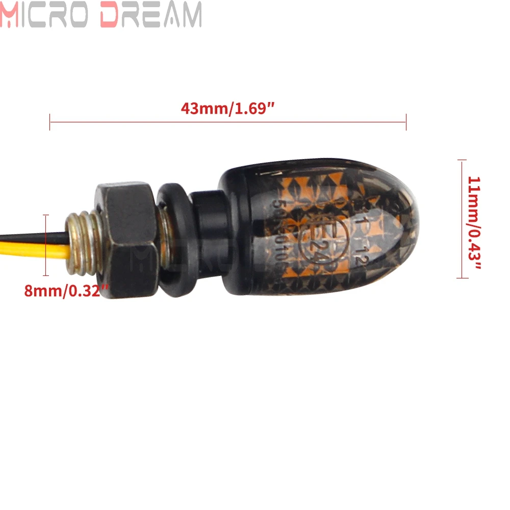 Smoke Clear Lens E24 Emark Dual Sport Blinker 12V Led Mini Turn Signal Light Indicator Motorcycle For Kawasaki Yamaha Aprilia