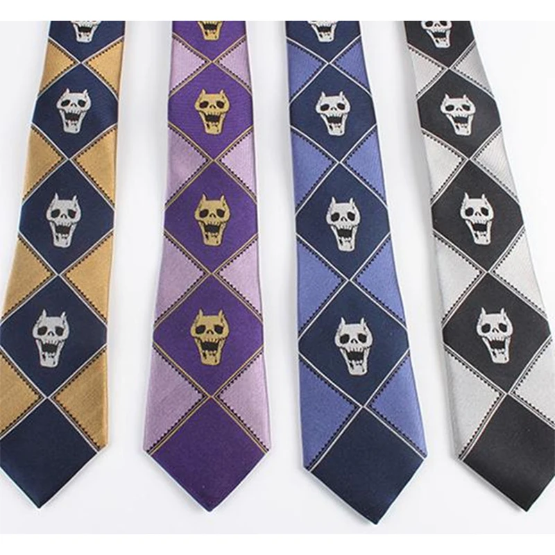 JoJo Bizarre Adventure Cosplay Skull KILLER QUEEN Kira Yoshikage  Neck Tie Japanese Anime Adult  Polyester Necktie  Women  Men