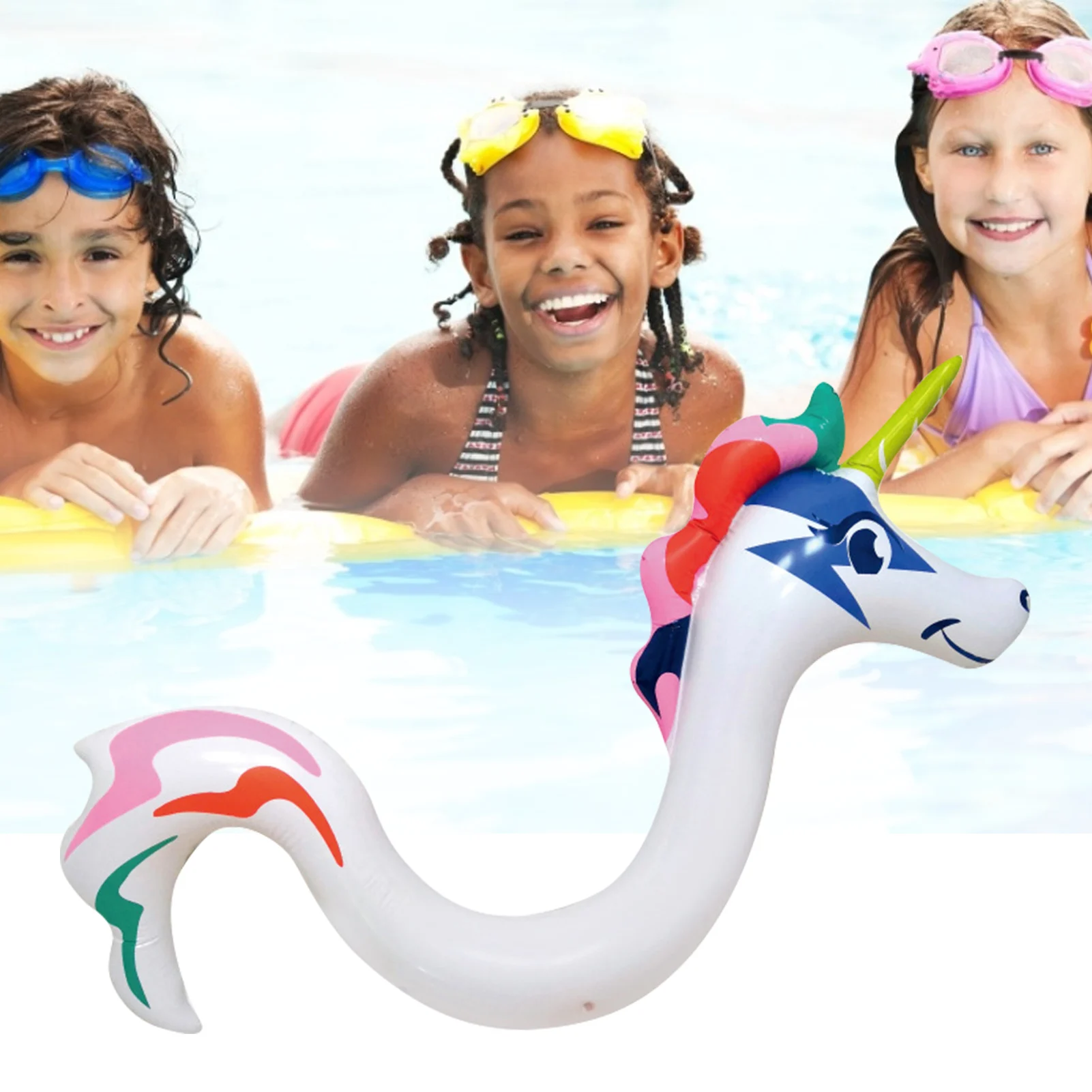 Juguete flotante de piscina de animales en 3D, flotadores de hipocampo, flamenco, anillo de natación, unicornio, inflable, juguetes de agua para