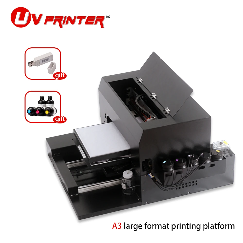 

Large format inkjet printer A3 is used for lighter/photo/mobile phone case/cylinder/T-shirt multi-color printing