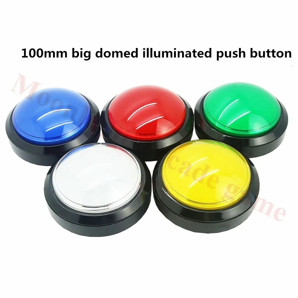 5pcs/lot 100mm Big Dome Illuminated Push Button 12V LED Arcade Buttons with Micro-Switch for Arcade Machine Part