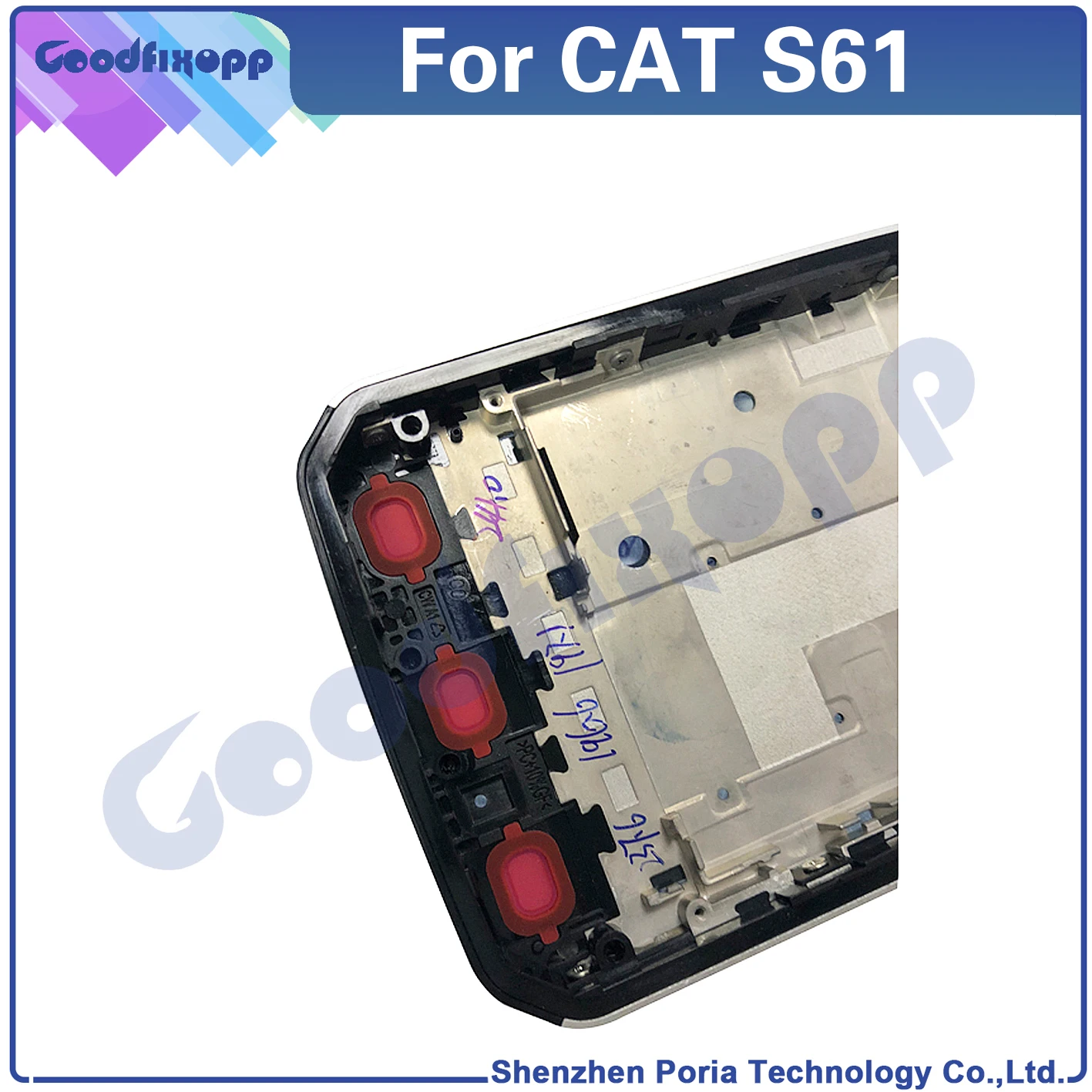 For CAT S61 Front Frame Middle Frame LCD Frame With Sim Card Slot Tray+Side Buttons Parts Replacement