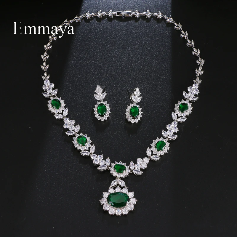 Emmaya Ingenious Design Noble Earring And Necklace Shiny Cubic Zircon Jewelry Set For Female Banquet Fancy Ornament