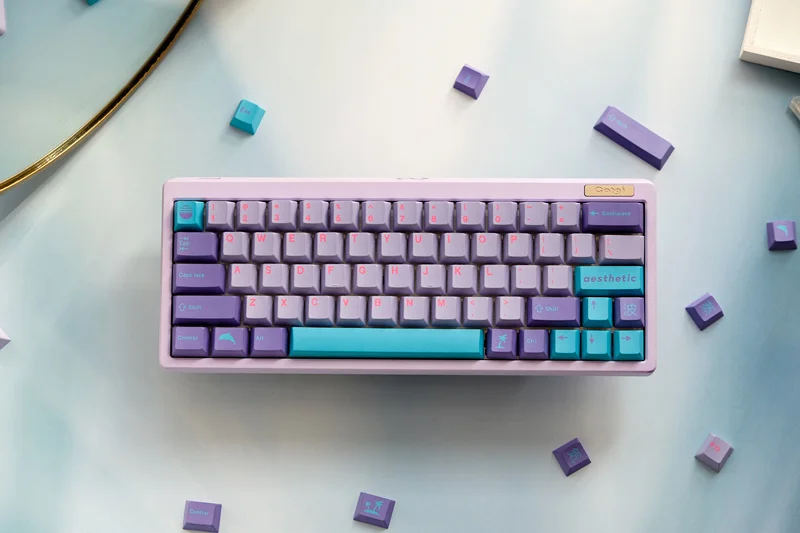 

129 Keys/set Vaporwave Keycaps PBT Dye Sublimation Key Cap Cherry Profile Keycap For 61 64 68 84 96 980 104 Mechanical Keyboard