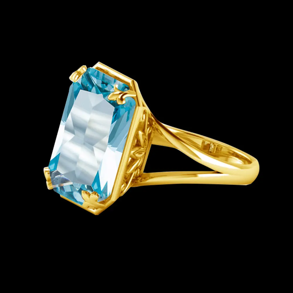 Charm Female Ring Gold 585 Blue Topaz Gemstone Rings Real 925 Sterling Silver Party Wedding Rings For Women Fine Jewelry