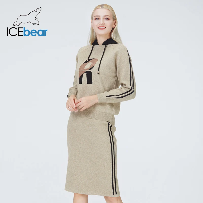 icebear 2022 2 pieces set women knitted tracksuit pullover sweater set chic knitted outwear  autumn women\'s clothing NB-2316