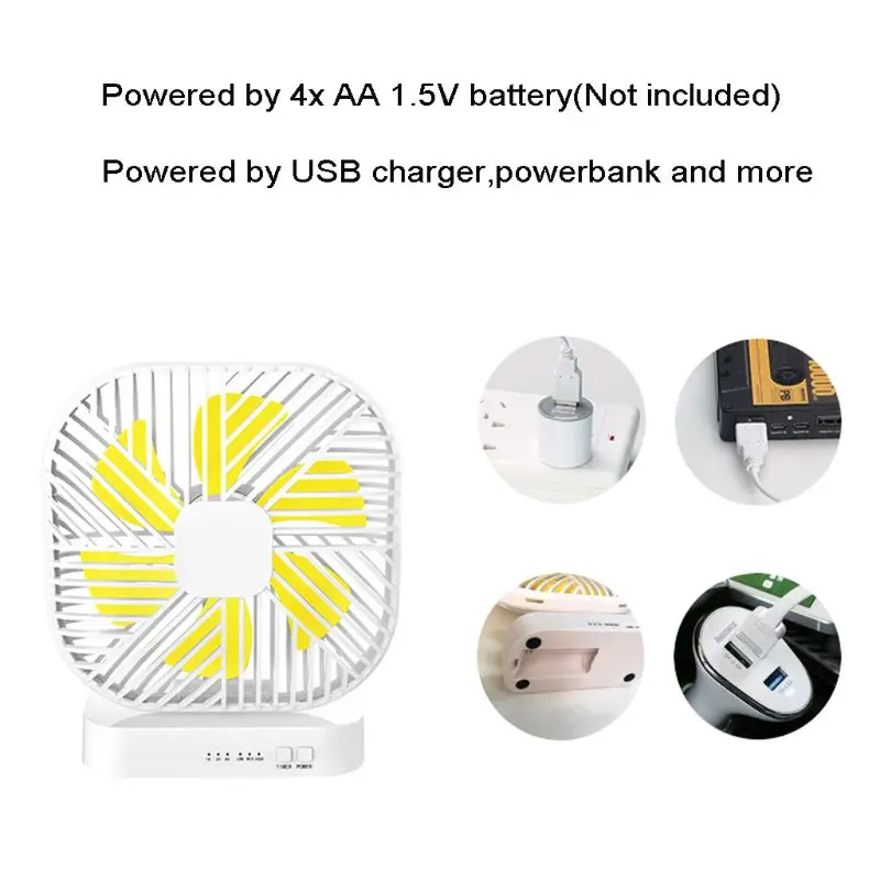 يام المغناطيسي سطح المكتب المصغرة توقيت مروحة USB بطارية تعمل بالطاقة 3 سرعة مروحة شخصية للتخييم مكتب المنزل