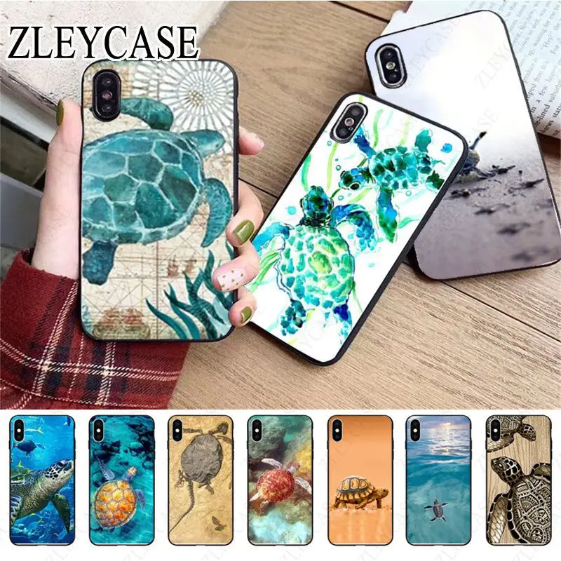 Cute Sea animal Turtle Tortoise Phone Case For iphone 13pro 14pro 15pro 12pro 11pro xs max 7 8 XR 12mini 15plus 13mini SE Cover