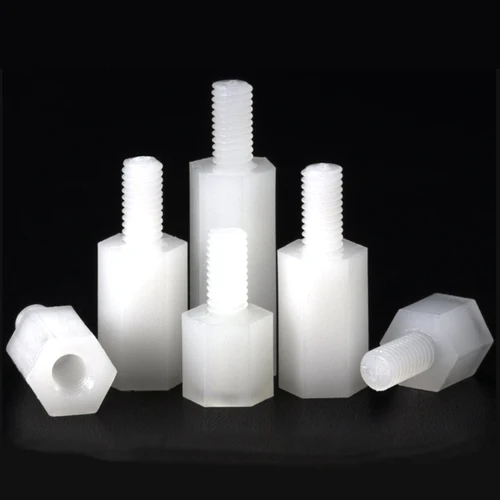 Imagen 2 del producto M2 M2.5 M3 M4 M5 Nylon blanco hexagonal macho hembra montaje de Pilar roscado PCB placa base aislado tuerca de tornillo espaciador de plástico