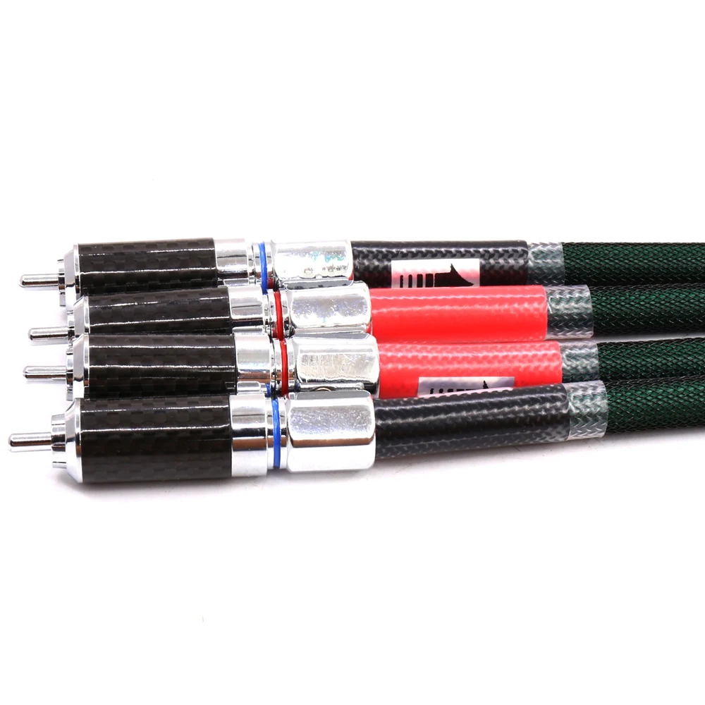 1 쌍 HiFi 6N OFC 오디오 케이블 상호 연결 케이블, 로듐 도금 RCA - RCA 수 커넥터