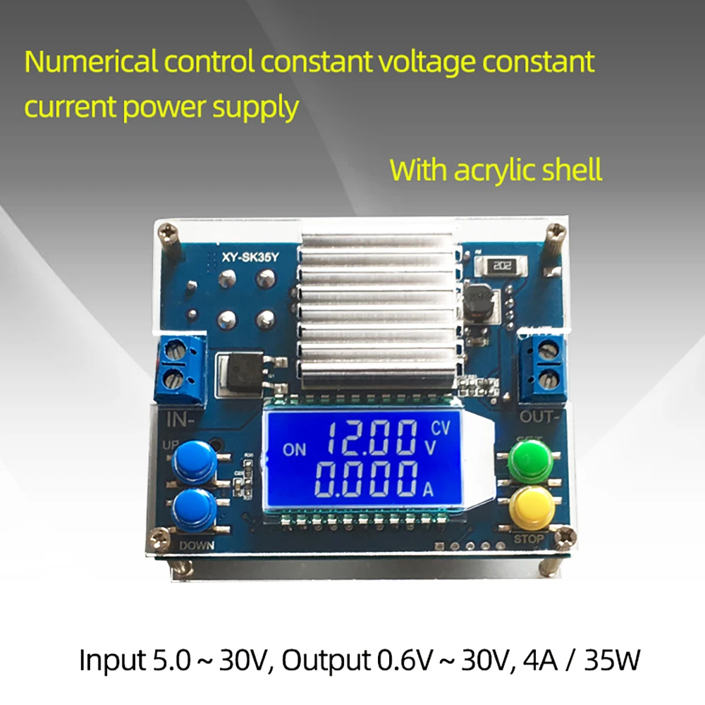 CC CV Automatic Boost Buck Converter 0.6-30V 4A 35W 5V 12V 24V DC-DC Step Up Down Power Supply LCD Digital Voltmeter Ammeter