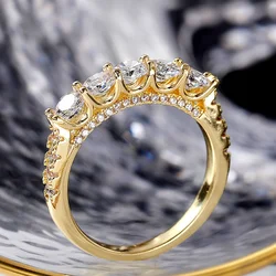 Huitan Simple Design Women Party Finger-rings Brilliant Round Cubic Zirconia Gold Color Versatile Accessories Statement Jewelry