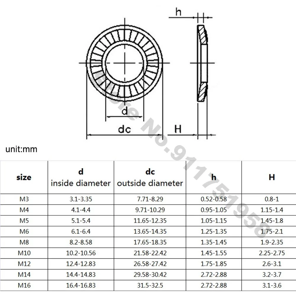 2/50 NFE25-511 A2 304 Stainless Steel Disc Spring Serrated Lock Washer M3 M4 M5 M6 M8 M10 M12 M16 Conical Knurled Elastic Gasket