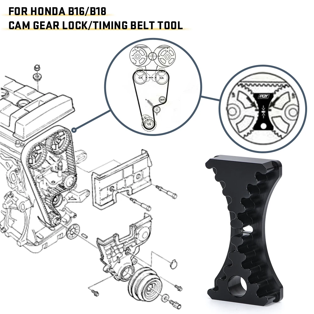 Aluminum Cam Gear Lock Timing Belt Installation Tool For 94-00 Honda Acura B16 B18C1 B18C5 VTEC 1.6L&1.8L Engine JR-CGL01