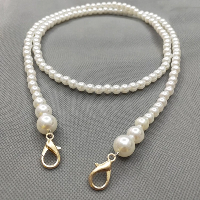 100/110/120cm Pearl Strap for Bags Accessories For Handbags DIY purse Replacement Long Beaded Chain Pearl Shoulder Strap For Bag