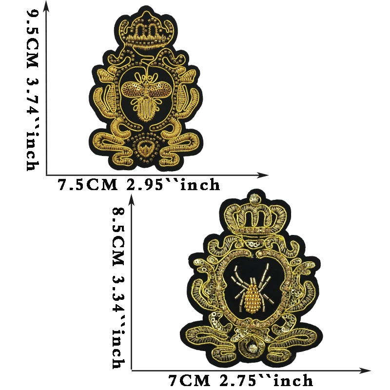 2 sztuk haft cekiny zroszony korona Bee aplikacja Jean Jackethat ozdobne łaty akcesoria do szycia naszywki na ubrania