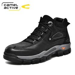 Camel Active Winter GENUINE LEATHER Boots Men Fashion Shoes Man Comfy Lace-up Snow Boots Warm Boot shaft fur Men Boots