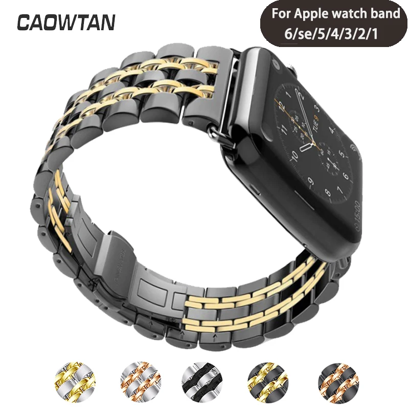 Correa de acero inoxidable para Apple Watch, pulsera de repuesto para iwatch Series 9, 8, 7, 6, se, 5, 4, 44, 45 y 40mm, 49mm