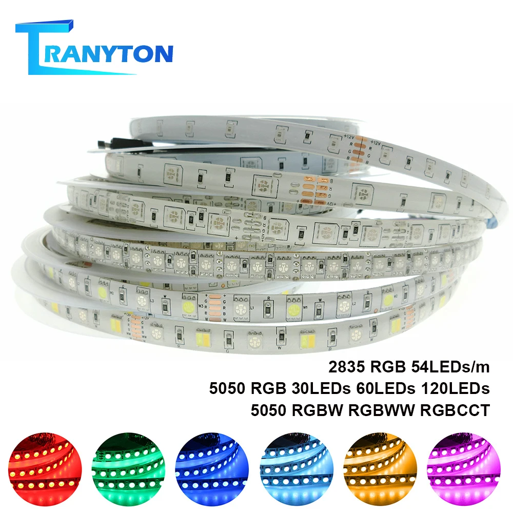 

Светодиодная RGB лента, 5 м, 12 В, RGBW, RGBWW, RGBCCT, SMD 2835, 5050, гибкая лампа, 30 светодиодов, 60 светодиодов, 120 светодиодов, Водонепроницаемая IP65 IP20